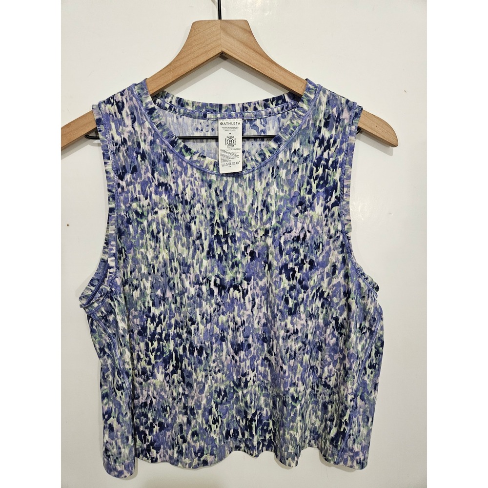 Athleta Womens Blue Purple Abstract Print Sleeveless Activewear Tank Top Medium